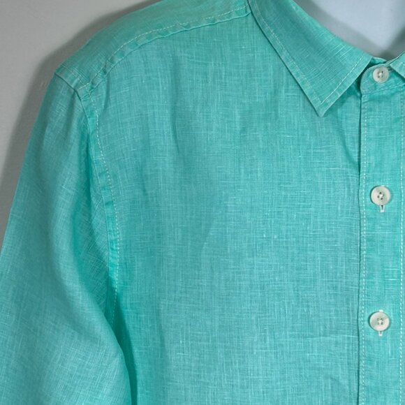 Tommy Bahama mint green all linen casual long sleeves shirt. Size XL - Picture 5 of 7